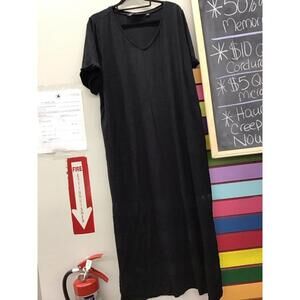 Colleen Lopez vneck maxi dress 2X petite sheer inserts at bottom new HSN black